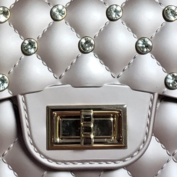 LA Express Purse - Pinkish Copper Purse with Peridot type Rhinestones NWOT - Picture 5 of 6